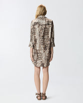 Mini dress with snake print and neckline ribbons -  | Pinko