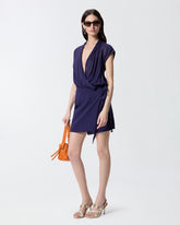 Short wrap dress with sheer details -  | Pinko