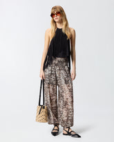 Wide-leg trousers with snake print -  | Pinko