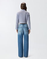 Cropped cardigan with chunky knit and braids -  | Pinko