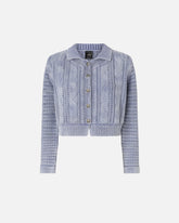 Cropped cardigan with chunky knit and braids -  | Pinko