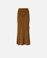 Crochet-effect midi skirt with appliqué flowers -  | Pinko