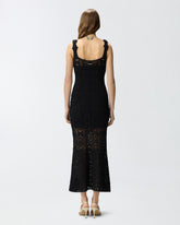 Crochet-effect midi dress with appliqué flowers -  | Pinko