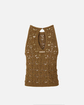 Crochet-effect top with appliqué flowers -  | Pinko