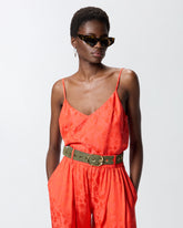 Jacquard crop top with spaghetti straps -  | Pinko