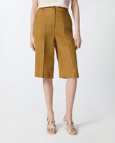 Linen Bermuda shorts with pressed pleat detail -  | Pinko