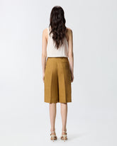 Linen Bermuda shorts with pressed pleat detail -  | Pinko