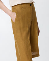 Linen Bermuda shorts with pressed pleat detail -  | Pinko