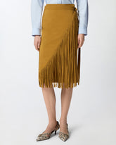 Calf-length wrap skirt with fringing -  | Pinko