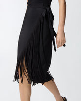 Calf-length wrap skirt with fringing -  | Pinko