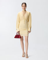 Mini dress with long sleeves and draping -  | Pinko