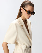 Short-sleeved jacket with elasticated waist -  | Pinko