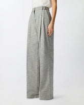 Slub trousers with pressed pleat detail -  | Pinko