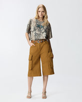 Cropped T-shirt with snake print and Love Birds -  | Pinko