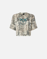 Cropped T-shirt with snake print and Love Birds -  | Pinko