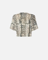 Cropped T-shirt with snake print and Love Birds -  | Pinko