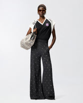 T-shirt with V-neck and branded patches -  | Pinko