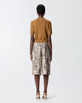 Cropped, short-sleeved cardigan with collar -  | Pinko