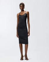 Shiny midi dress with crossed shoulder straps -  | Pinko