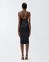 Shiny midi dress with crossed shoulder straps -  | Pinko