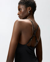 Shiny midi dress with crossed shoulder straps -  | Pinko