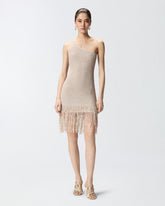 One-shoulder mini dress with fringing -  | Pinko