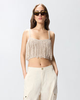 Crop-Top in Strick mit Fransen -  | Pinko