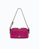 Fully rhinestoned mini suede-effect crossbody Boston bag -  | Pinko