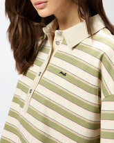 Cropped striped jersey polo with structured collar -  | Pinko