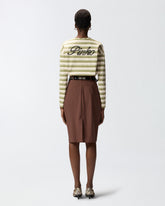 Cropped striped jersey polo with structured collar -  | Pinko