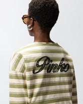 Cropped striped jersey polo with structured collar -  | Pinko