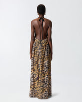 Langes Neckholder-Kleid mit Animalier-Print -  | Pinko