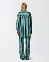Cotton shirt with brushstroke-effect stripes -  | Pinko