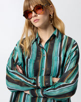 Cotton shirt with brushstroke-effect stripes -  | Pinko