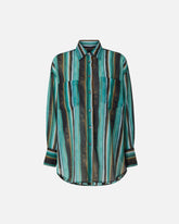 Cotton shirt with brushstroke-effect stripes -  | Pinko