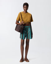 Cotton shorts with brushstroke-effect stripes -  | Pinko