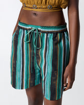 Cotton shorts with brushstroke-effect stripes -  | Pinko