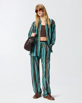 Relaxed-fit cotton trousers with brushstroke-effect stripes -  | Pinko