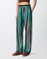 Relaxed-fit cotton trousers with brushstroke-effect stripes -  | Pinko