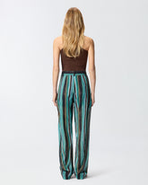 Relaxed-fit cotton trousers with brushstroke-effect stripes -  | Pinko
