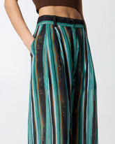 Relaxed-fit cotton trousers with brushstroke-effect stripes -  | Pinko