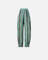 Relaxed-fit cotton trousers with brushstroke-effect stripes -  | Pinko