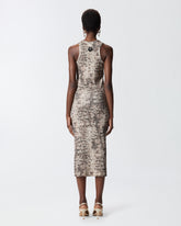 Ribbed slim-fit midi dress with snake print -  | Pinko