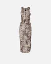 Ribbed slim-fit midi dress with snake print -  | Pinko