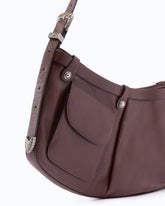 Pocket Body Bag medium shoulder bag in new biker leather with pockets - Dark Red | Pinko