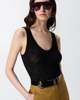 Ribbed vest top with logo -  | Pinko