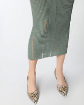 Ribbed slim-fit midi dress with rips -  | Pinko