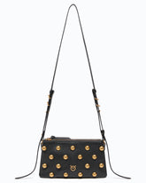 Umhängetasche Mini Double Bag aus Leder mit Maxi-Nieten - Schwarz | Pinko