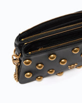 Umhängetasche Mini Double Bag aus Leder mit Maxi-Nieten - Schwarz | Pinko