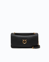 Love Bag Click Soft Horizontal medium crossbody bag in full-grain leather - Black | Pinko
